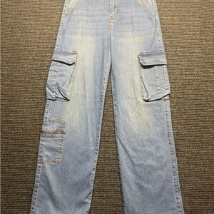 Y2K Lilac Sunset Wide Leg Denim Cargo Jeans Size 5